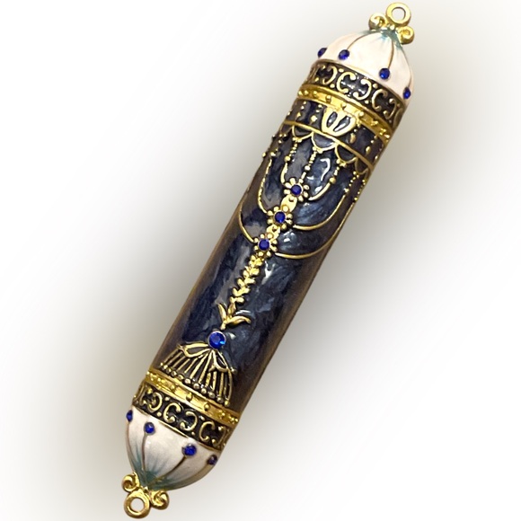 Blue & Gold Mezuzah NWT - Picture 2 of 5